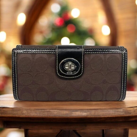 New Coach Signature Slim Envelope Credit Card Wallet Chocolate Brown $218 - Picture 1 of 10